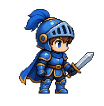 A knight sprite walking, generated and aligned in the studio