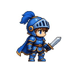 Background removed: a knight sprite mid walk cycle